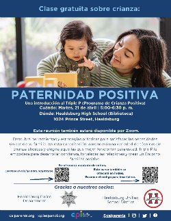 Flyer in Spanish for Positive Parenting Workshop